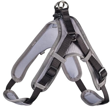 HUNTER Hundegeschirr NEOPREN VARIO QUICK, Farbe: schwarz/grau, hochwertiges Nylon, Neoprenpolsterung, reflektierendes 3M Scotchlite Material, einfacher Einstieg, verstellbar, bequem, Größe: L