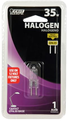 Feit Electric 35W T4 Halogen Light Bulb, Clear Quartz, 120V, 3000K Warm White, 450 Lumens, Dimmable, Bi-Pin Base, Under Cabinet, Desk Lamp, Enclosed Fixture Use, 2,000-Hour Lifetime, BPQ35T4/RP