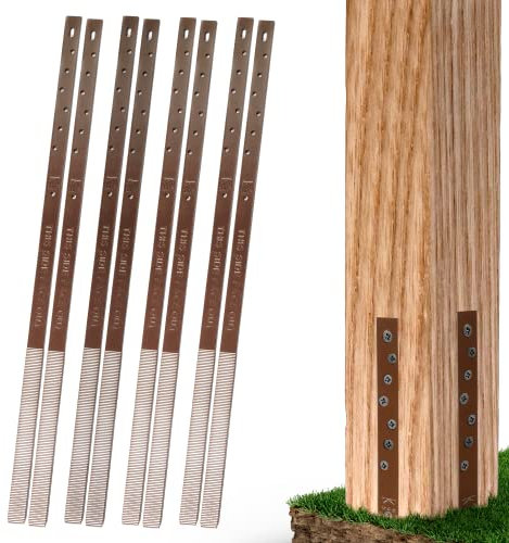 Post Buddy Pack of 8 Easy Fence Post Repair Kit (to Fix 4 Broken Wood Posts), Quick and Simple to Install, Effective, Durable Steel Stakes