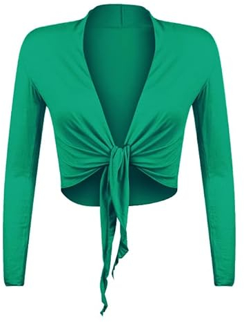 Glamexx24 Damen elegante Bolero Jäckchen Langarm Achselzucken Strickjacke BL0001, Gruen, Gr.- S/M