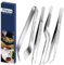 pinovk Fish Bone Pinzas, pinzas pinzas, pinzas de precisión de acero inoxidable pinzas con punta de cocción, offset, longitudes 5.5 /4.7 plata