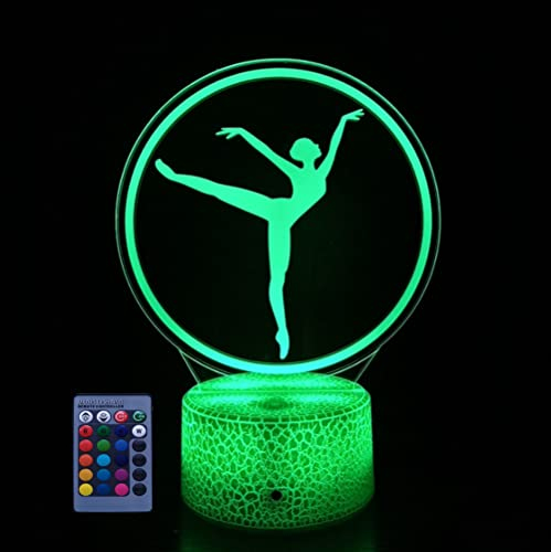 HPBN8 Ltd 3D Sportballett Ballett Lampe USB Power 7/16 Farben Fernbedienung Optical Illusion 3D LED Lampe Formen Kinder Schlafzimmer Nacht Licht Geburtstag Weihnachten Geschenke