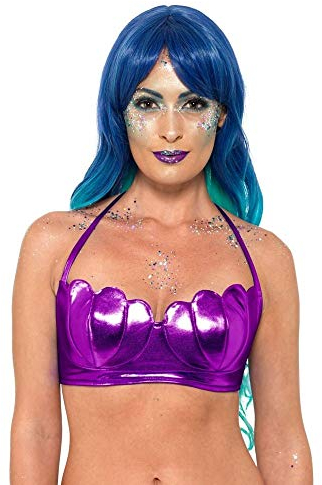 shoperama Muschel BH für Meerjungfrau Damen-Kostüm Bikini Oberteil Lila Mermaid Nixe Sirene Accessoire Kostüm-Zubehör