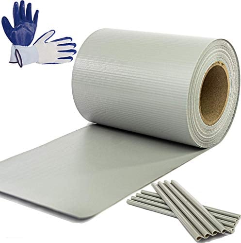 Brise-Vue Pour Clôtures Rigides De Jardin - Bandes De Protection En Pvc Pour Panneaux Métalliques Rigides - 50Mx0,19M - 35 Attaches – Gris Clair – Cadeau : Gants De Jardinage De Taille Universelle