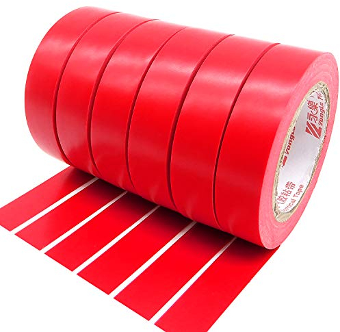 ALBOYI Isolierband Rot 6 Rollen, 15mm x 15m Elektro-Isolierband Selbstklebendes, PVC Isolierband für Isolieren, Reparieren, Bündeln von Kabeln