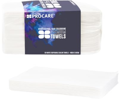 Procare Disposable Towels for Hairdressers (Pack of 50) - 100% Biodegradable White Towels for Professional Hair & Beauty Stylists, Hygienic Hairdresser Accessories