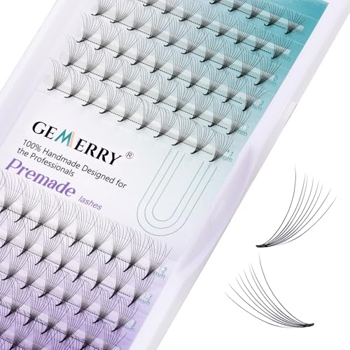 GEMERRY Pre Made Fan Eyelash Extensions 8D Fans 0.07mm C Curl 8-14mm Mix 8D Cluster Eyelash Extension Premade Fans Volume Russian Individual Lashes Cluster Fan Lash Extensions(0.07-8D-C curl-Mix)