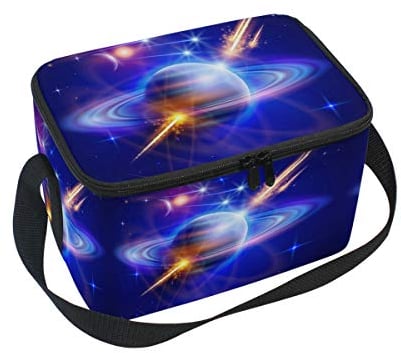 linomo Galaxy Space Planet Universe Lunch Box Insulated Lunch Bag, Cooler Lunchbox Lunch Tote Bag Handbag Reusable Bag for Kids Women Men