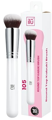 KABUKI round tip brush 105 1 u e Blush Sintetico Vegan Ergonomico Facile da Pulire Manico in Legno Copertura Naturale Pelle Sensibile