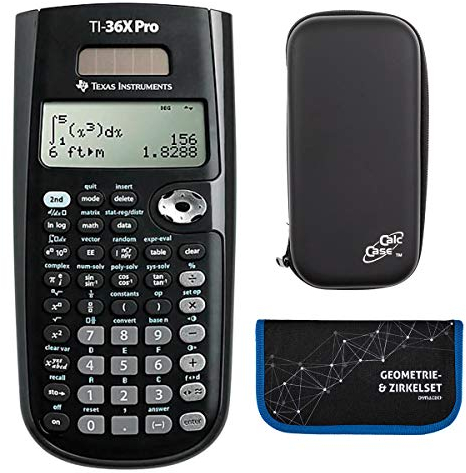 TI-36 X Pro Texas Instruments Schulrechner, CalcCase Schutztasche und Zirkelset