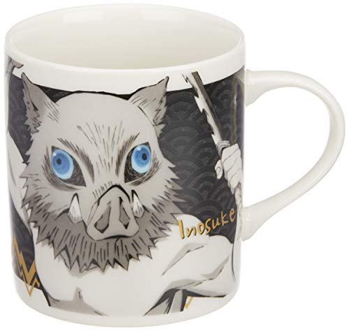 Kanesho pottery Demon Slayer Monochrome Coffee Mug, Cappuccino, Latte, Soup Made in Japan Gifts, Birhday,Anniversary, Anime, Gaming Kimetsu no Yaiba (Inosuke Hashibira)
