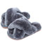 Hitopteu Pantofole Donna Peluche Casa Scarpe Bambini Invernali Slippers Ciabatte Aperta Pantofole Pelose Fluffy Infradito Grigio EU 41/42 per la dimensione dell'etichetta 42/43