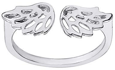 Little Treasures 925 Sterling Silver Filigran Angel Wings Adjustable Ring
