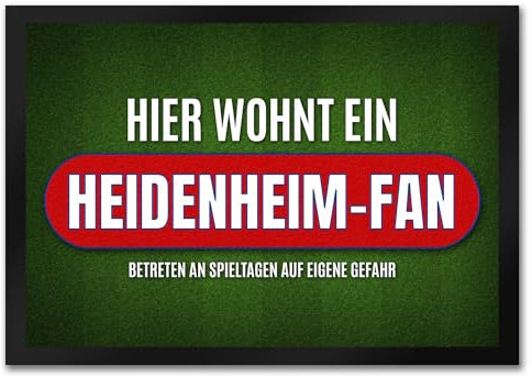 trendaffe - Hier wohnt EIN Heidenheim-Fan Fußmatte mit Rasen Motiv Fußball Stadion Ball Tor