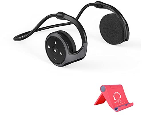 AQUYY Wireless Bluetooth Sport Headphones, Foldable Lightweight Earphones with HiFi Stereo Sound, Support Memory Card, Comfortable On-Ear Headset for Running Cycling Gym Black