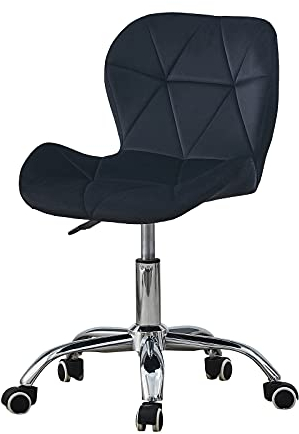 TUKAILAi Office Desk Chair Black Velvet Padded Computer Swivel Chair with Height Adjustable Chrome Base and Wheels Mid-back Task Chairs for Home Office Work Study