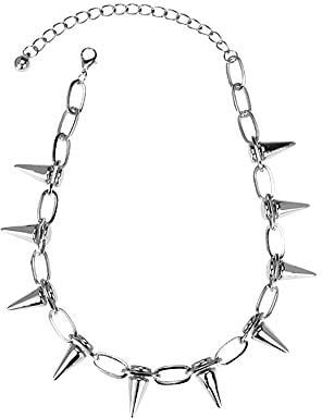 tenghong2021 Punk Spike Chokers Goth Necklaces Mens Chain Choker Collar Punk Streetwear Handmade Adjustable Vintage Rivet Jewelry for Women Girls Choker, Metal, No Gemstone