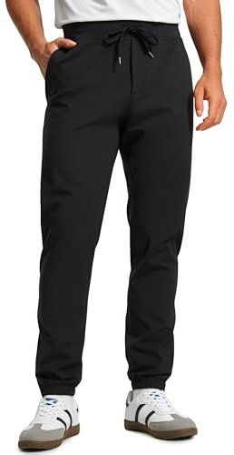 CRZ YOGA Herren Joggerhose Trainingshose Leichte Elastische Sporthose Fitnesshose - 81cm Schwarz L