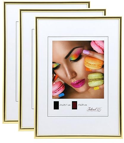 IDEAL TREND New Lifestyle Set Bilderrahmen Wanddeko Collage Poster Rahmen 2er 3er 5er Pack: Farbe: 3er Pack Gold | Format: 50x60