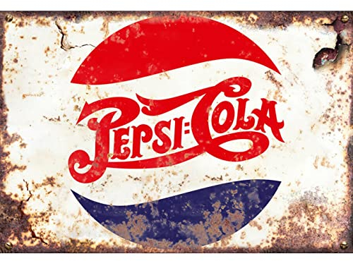Sawfish® Pepsi Cola Metallschild, Retro-Vintage-Wandschild, 10 x 15 cm, 20 x 15 cm, 20 x 30 cm, 30 x 40 cm, 40 x 60 cm, ideal für Kneipen, Schuppen, Bar, Büro, Männerhöhle, Zuhause, Schlafzimmer,