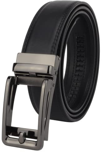 Masters & Stylists Cintura Uomo Nera, Cintura in Pelle con Fibbia Automatica Senza Buchi, Cinta Elegante e Resistente, Regalo Uomo, Larghezza 3.5cm, Lunghezza 110cm