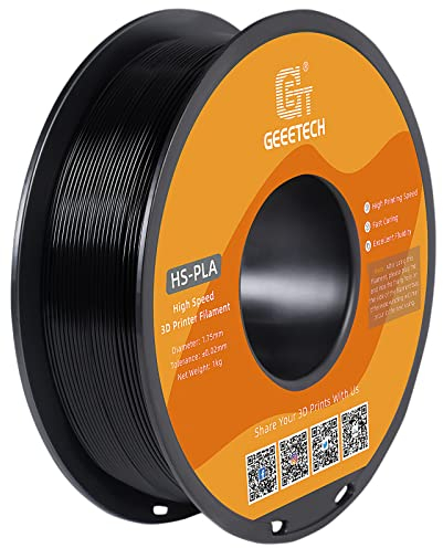 GEEETECH HS PLA Filament 1,75mm, High Speed PLA für 0-600 mm/s Hochgeschwindigkeitsdruck 3D-Drucker, HS PLA Schwarz 1 Spule 1kg
