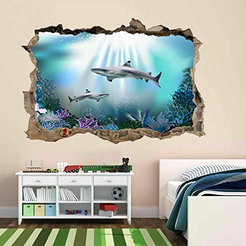 Wandtattoos Wandkunst Aufkleber Wandbild Unterwasser Fisch Meer Ozean Kinderzimmer Wandaufkleber Wandbild Tapete Poster Bh17