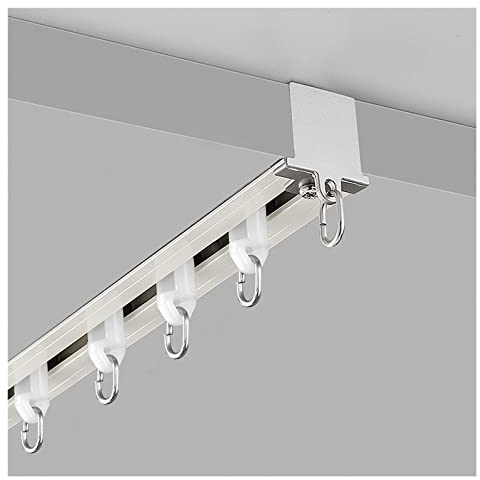 Vorhangschiene Gardinenschiene Gardinenstange Kommerziell Eingebettet Unsichtbar Vorhangschiene, Aluminium-Legierung Weiß Raumteiler Vorhang Gerade Stange, für Balkon/ Gazebo/ Hotel, Deckenhalterung (