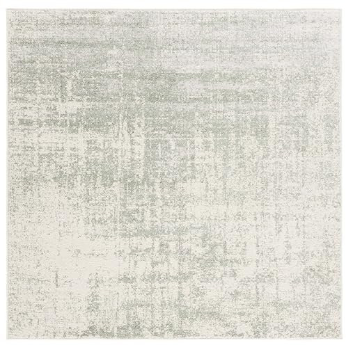 SAFAVIEH Zeitgenössische Teppich für Wohnzimmer, Esszimmer, Schlafzimmer - Adirondack Collection, Kurzer Flor, Beige und Salbei, 180 x 180 cm