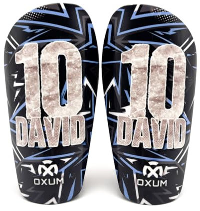 Oxum Sport - Parastinchi da calcio personalizzati per bambini e adulti - Includi il tuo numero e la tuo nome - Sacchetto regalo per parastinchi- Gamma One Achilles