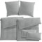 Pure Label Musselin Bettwäsche 155x220 6-teilig: Bettbezug 155 x 220 + Kissenbezüge 80x80 & 40x80 aus Baumwolle - Weiche Bettwäsche in grau