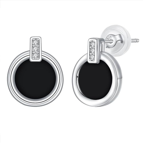 Arrebol Schwarze Ohrstecker 925 Sterling Silber Damen Achat Ohrringe Original Schmuck Für Frauen Ehefrau Schwester Mutter Tochter Geschenk