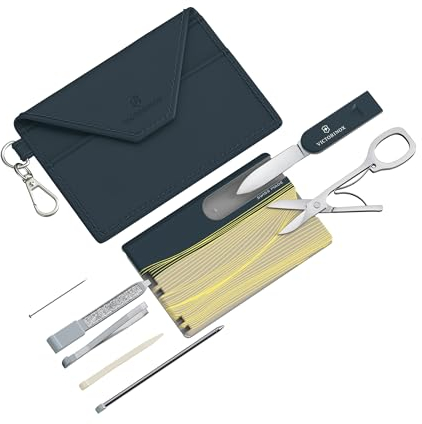 VICTORINOX Swiss Card Classic, 10 Fonctions, Swiss Made, Outil Multifonction pour Femmes, y c. Porte-Cartes et Porte-Clés, New York Style (Bleu, Jaune)