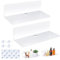 UKOFEW 2 Pièces Étagère Murale sans Percer, Étagère Flottante Acrylique, Etagere sans Percer en Acrylique, sans Perçage, avec Clips de Câble, pour Salon, Chambre à Coucher, Salle de Bain,Cuisine