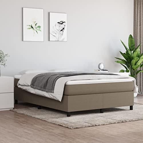 prissent Boxspringbett 140x190 cm Bettrahmen Bett Polsterbett mit Stützbeinen Samt Betten Bett Bettgestell Bed Frames Hohes Bett Beds for Bedrooms Einzelbett Doppelbett Schlafzimmerbett Taupe