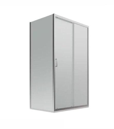 Box Doccia 70x160 Apertura Frontale Scorrevole a Due Cristalli Con Un Lato Fisso Quadro e Rettangolare In Cristallo Temperato Satinato