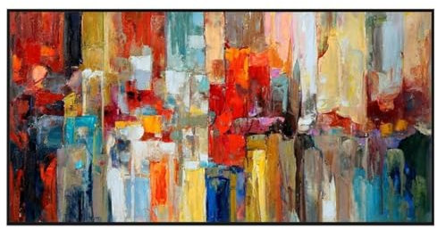 POSLAB Grandes images sur toile peinture au couteau moderne texture colorée art mural abstrait peinture à l'huile sur toile décor à la maison 90x170cm (35x67in) sans cadre
