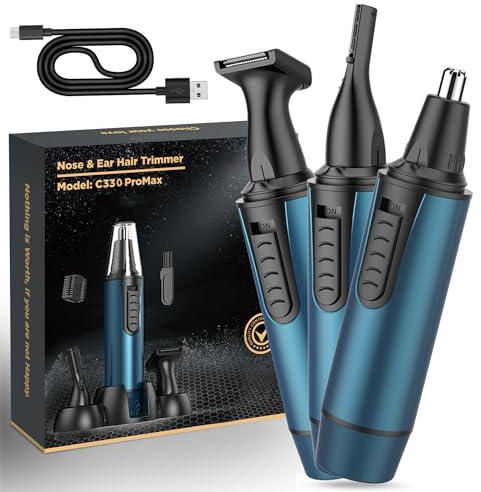 Nose Hair Trimmer for Men 2025 Painless Upgrade Nose Trimmer Professional Nose Trimmer for Men Dual Edge Blades with IPX7 Waterproof for Easy Cleansing,Powerful Motor,Blue