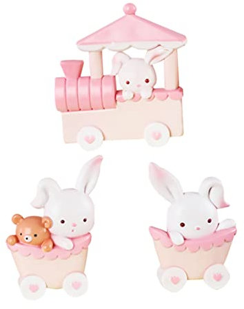 Toyvian 3St Kuchendekoration Skulpturen Wohnkultur Tortenaufsätze für Geburtstage Hasenspielzeug Geschenke Kuchenschmuck Partyzubehör kleiner Hase einstellen Pappbecher
