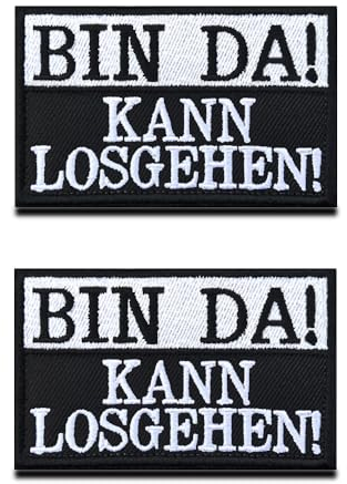 2 Stück Bin Da Kann Ermutigte Heilung Bestickte Applikation Lustiges Biker Fun Moral Patches für Taktische Airsoft Cosplay Paintball Kleidung Rucksack Uniform Hunde Weste