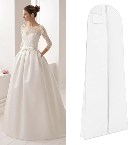 Brautkleidhülle Kleidersack,Atmungsaktiver Antistaub HäNgen Hochzeitskleid KleidersäCke,Kleidersack Lang,Aufbewahrung für Hochzeitskleider,Abendkleider,Lange MäNtel,Mottensicher KleiderhüLle,60x180cm