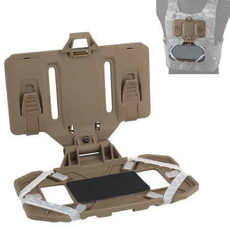 JOYASUS Tactical Phone Holder, Foldable Navigation Board Universal Molle Cell Phone Chest Mount Vest Plate Carrier Phone Case Attachments for Screen Size 4.7-6.7 (Tan)