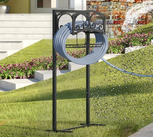 CALIDOLA Freistehender Gartenschlauchhalter – Robuster Metallständer für 45,7 m Schlauch – Organizer und Aufbewahrungsregal für den Außenbereich