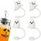 Cute Ghost Halloween Accessories - 4 PCS Silicone Reusable Drinking Straw Covers, Dust-Proof Straw Plugs for 10 mm Cups