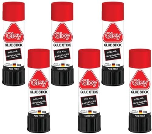 6 x Gloy Glue Stick | Acid-free & Child-Friendly | Strong-Hold Adhesive | for Paper, Card, Arts & Crafts Activities | for School, Home & Office | 20g