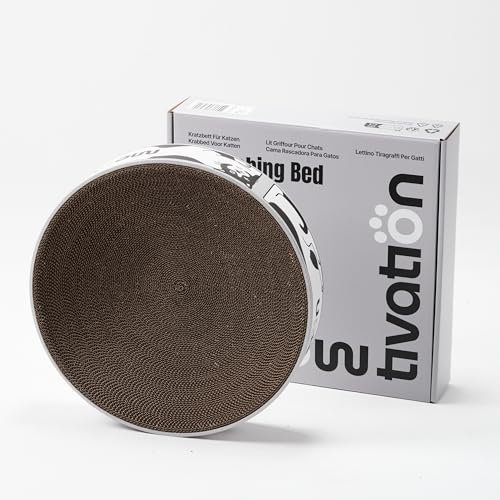 Kratzbett für Katzen - 46 cm Großes Kratzbrett XL aus 100% Recycelter Wellpappe, Rundes Katzenbett mit Natürlicher Katzenminze, Robustes Zubehör für Katzen Jeder Größe