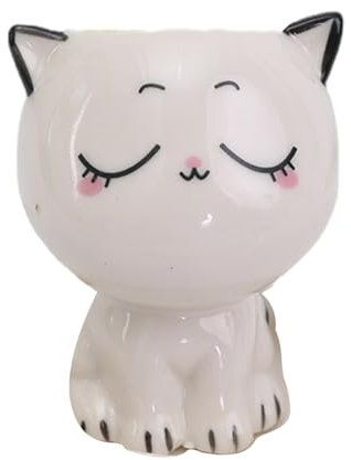 Pot de succulentes en forme de chat - Pot de fleurs décoratif en porcelaine - Sans bac de fond - Pour bureau, chambre à coucher, salon, table, rebord de fenêtre