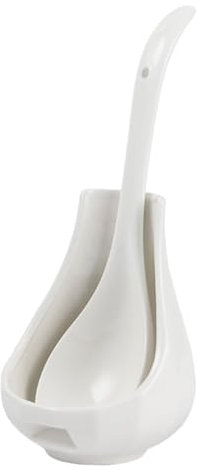 Cabilock Ceramic Spoon Holder Decorative Kitchen Large Spoon Rest for Ladle and Storage White