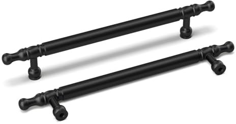 LONTAN 5 Stück Schrankgriffe Schwarz Griffe für Küchenschränke Schrankgriffe Vintage Küchengriffe 160mm Lochabstand Griff Schwarz Möbelgriffe Vintage Schubladengriffe