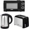 Geepas 2 Slice Bread Toaster, 1.8L Electric Kettle & & 20L 700W Solo Manual Microwave Oven Kitchen Combo Set | 750W Toaster, 7 Level Browning Control | 1800W Stainless Steel Cordless Jug Kettle